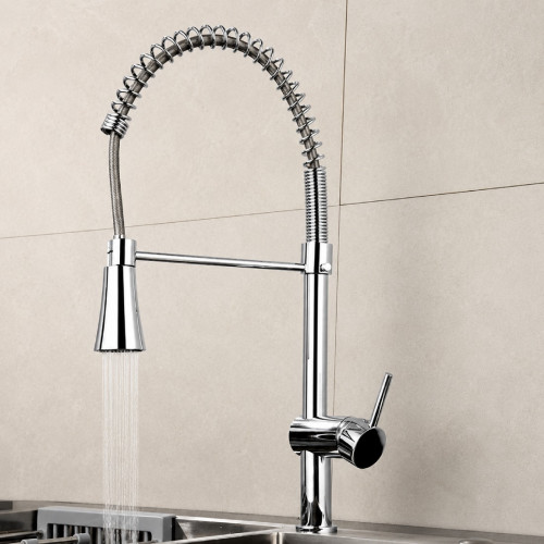 Griferia Lavaplatos Espiral Diseño Industrial Con Cabezal Móvil