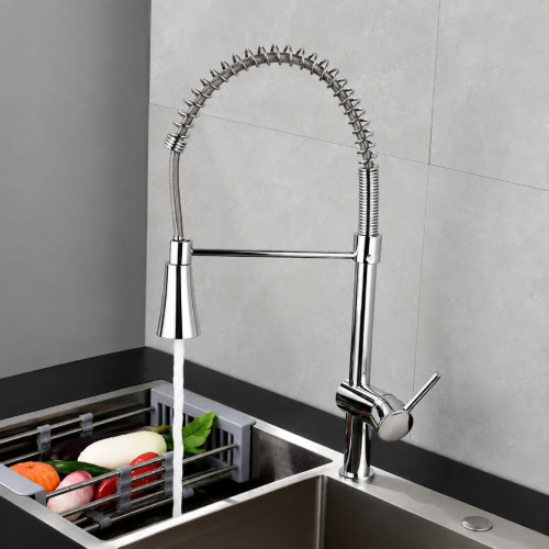 Griferia Lavaplatos Espiral Diseño Industrial Con Cabezal Móvil
