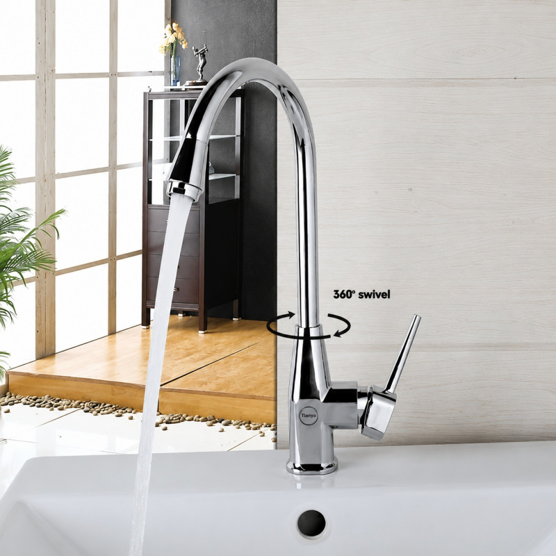 Griferia Lavaplatos Monocontrol Premium Cuello 360 Grados