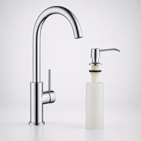 Griferia Cromo Lavaplatos Mezclador -dispensador Jabón 500ml