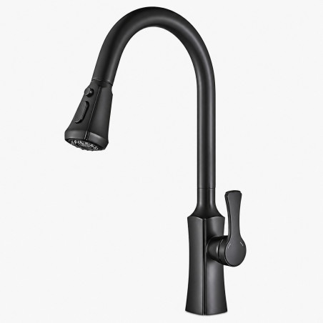 Griferia Lavaplatos Mix Extraible Negro Matte Doble Función