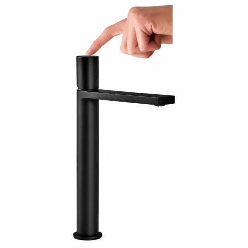Grifería Acero Negro Tames Button Push Lavamanos Agua Fría
