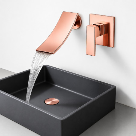 Llave Griferia Lavamanos Cascada Pared Rose Intense Rosa Brillante