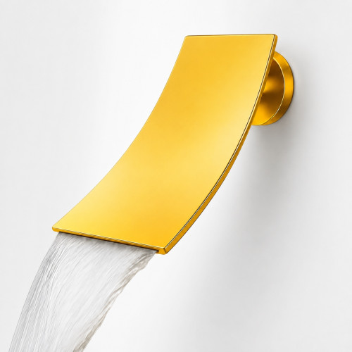 Llave Griferia Lavamanos Cascada Pared Dorada Intense Dorado Brillante