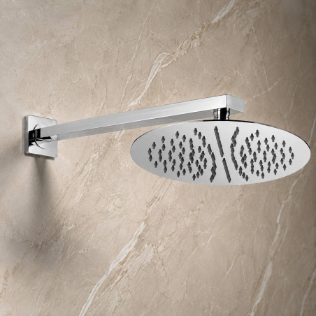 Ducha, Regadera Manta Anti Hongo 25cm Redonda Lluvia + Tubo cuadrado