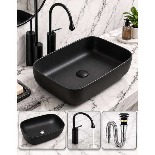 Kit Lavamanos Coal Con Grifo Cigno Y Desagüe Ajustable