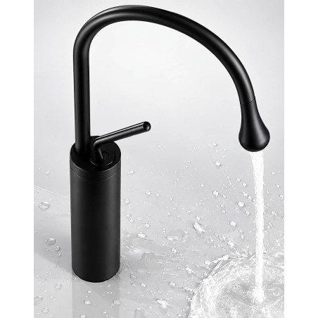 Kit Lavamanos Pool Azul Cielo Con Grifo Cigno Negro Desagüe
