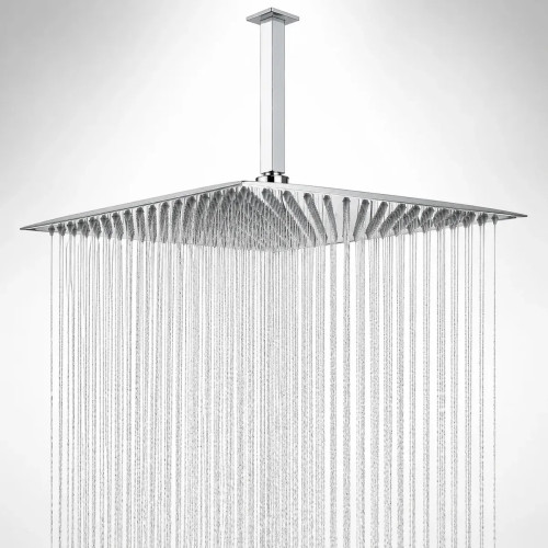 Ducha, Regadera Cuadrada Metálica, 40 cm con Tubo Techo
