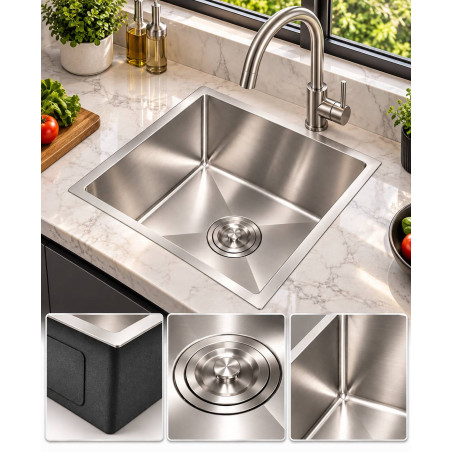 Lavaplatos acero de 44cm x 44cm antirruido satinado