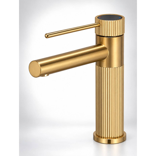 Grifería Monocontrol Baja para Lavamanos Dorado Mate – Acero y Latón Premium