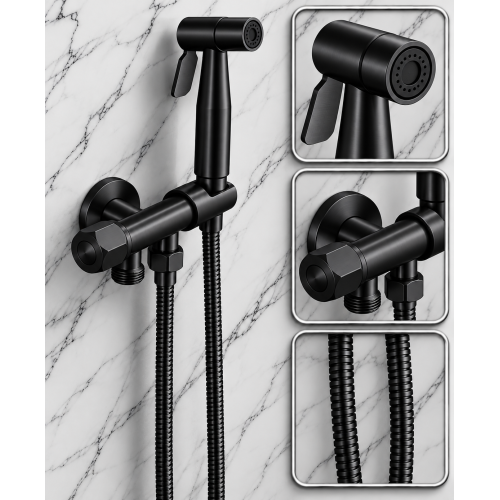 Bidet Sanitario Acero 304 Negro Valvula De Doble Salida