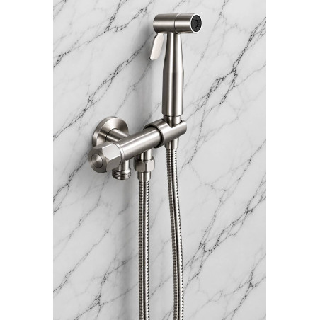 Bidet Sanitario Acero 304 Satinado Doble Salida Con soporte