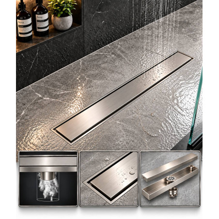 Rejilla Piso Oculta 60x10 Acero Inox 304 Antiolor Atrapa Pelo