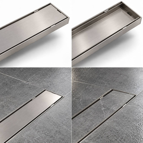 Rejilla Piso Oculta 60x10 Acero Inox 304 Antiolor Atrapa Pelo