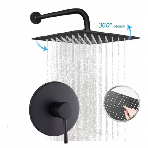 Kit Ducha Acero Negra 25cm...