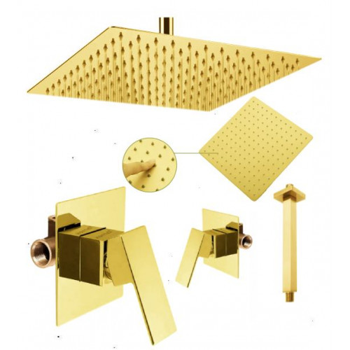 Kit Regadera 30cm Dorado...