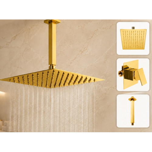 Kit Regadera 30cm Dorado...